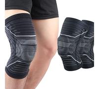 POKEAT 2Pcs Nylon Elastic Sports Knee Pads Breathable Knee Support Brace Running Fitness Hiking Cycling Knee Protector Silicone Pad,Gray,XL