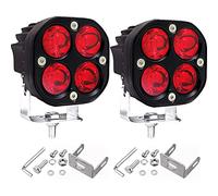 POKEAT 3" Led Spotlight Running Lights 40W Watertight Square Headlight Fog Lights for Car Motorcycle Suv Truck 2Pcs,Red Light