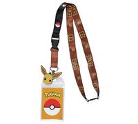 Pokemon 133 Eevee ID Badge Holder Lanyard with Rubber Charm and Break Away Clip
