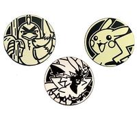 Pokemon 2inch Coin Lot x3 - Pikachu Zeraora Galarian Sirfetch'd - Metallic