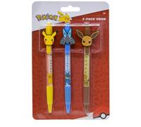 Pokemon 3 Packs Pens with Rubber Character Clip (Pikachu, Lucario and Eevee)