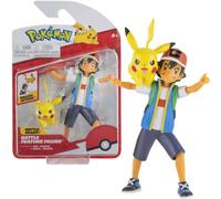 Pokemon Ash Ketchum Battle Feature Figure - 4.5-Inch Battle Ready Figure With 2-Inch Pikachu Battle Figure One Colour