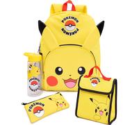 Pokemon Backpack for Kids | Pikachu Merchandise Girls Boys Pokeball 3D Ears School Rucksack, Pencil Case, Water Bottle