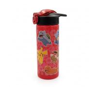 Pokémon 600ml Drinks Bottle with Flip Spout & Straw - Kids Leak-Proof Water Bottle Featuring Pikachu, Charmander, Squirtle, Bulbasaur & Eevee - BPA-Free School Sports Bottle