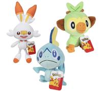Pokemon 8"""" Grookey Sobble & Scorbunny Value Pack 3-Plush - Officially Licensed - Sword & Shield Galar Starter Set - Authentic Soft Stuffed Ani