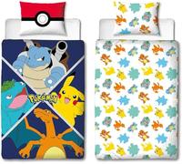 Pokemon Action' Single Duvet Set-Large Print Design, Polyester-Cotton, Multi-Colour