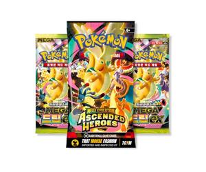 Pokemon Ascended Heros Mixed Language Booster Pack Bundle - 1 English Ascended Heros Booster Pack + 2 Korean Mega Dream Ex Packs Imported by That Mouse Fashion