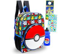 Pokemon Backpack for Boys and Girls - Bundle with 16” School Bag Plus Water Bottle, Stickers, More | Pokemon School Supplies for Kids