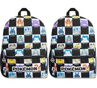 Pokemon Backpack for Kids Teenagers Pikachu Rucksack School Bag Gamer Daypack Travel Bag for Days Out PE Sports Anime Gifts (Black/White) (Pack of 2)
