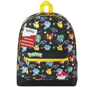 Pokemon Backpack for Kids Teenagers Pikachu Rucksack School Bag with Zipped Pockets Adjustable Straps Charizard Daypack for Travel Sports Anime Gifts (Black AOP)