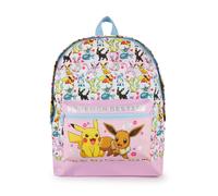 Pokemon Girls Pink Glitter School Backpack | Eevee & Pikachu Pokemon Besties Character All Over Print Rucksack | Luggage School Bag Adjustable Straps | TCG Game Movie Cartoon Series Merchandise Gift