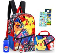 Pokemon Backpack with Lunch Box for Boys - Bundle with 16" Backpack, Lunch Bag, Water Bottle, Pencil Case, More | Pokemon School Bag for Kids