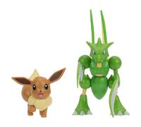 Pokemon Battle Figure 2 Pack - 2-Inch Eevee and 4.5-Inch Scyther Battle Ready Figures