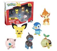 Pokémon Battle Figure Toy Set - 6 Piece Playset Age 6+ - Includes 2" Pichu, Yamper, Turtwig, Piplup, Chimchar & Deino - Generation 4 Diamond & Pearl Starters - Gift for Kids, Boys & Girls