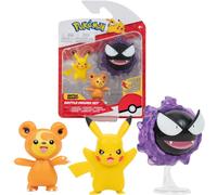 Pokemon Battle Figures 3 Pack 5cm Figures Teddiursa Pikachu and Nebulak