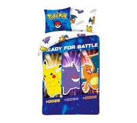 Pokemon Bed Linen Set 135 x 200 cm + 80 x 80 cm · Pokémon Pikachu, Glurak & Gengar · Children's Bedding Set 2-Piece Duvet Cover + Pillowcase · German Size · Cotton