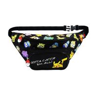 Pokemon Belt Bag for Boys, Kids Bag, Pikachu Charmander Squirtle Charmander Meowth Eevee Design, Adjustable Bag, Gift for Kids and Teens, multicoloured, standard size