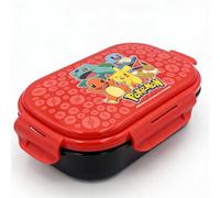 Pokemon Bento Lunch Box with Spork, Pikachu Charmander Bulbasaur Squirtle Eevee Kids Lunch Box, 2 Compartment Leak Resistant Bento Box with 4 Latches, BPA Free Dishwasher Safe Lunchbox 23 x 20 x 8 cm