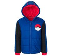 Pokemon Big Boys Zip Up Winter Coat Puffer Jacket Blue 10-12