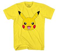 Pokemon Big Face Charmander Pikachu Adult T-shirt, Yellow, S