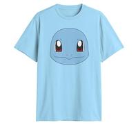 Pokemon Big Face Charmander Pikachu Squirtle Bulbasaur Psyduck Snorlax Adult T-Shirt, Light Blue, Large