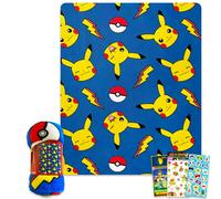 Pokemon Blanket for Boys Set - Bundle with Pikachu Throw Plus Stickers, More for Boys, Girls, Kids, Teens | Pokemon Blanket Size 46" x 60"