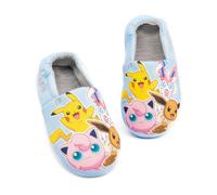 Pokemon Slippers for Girls | Kids Pikachu Sylveon Eevee Jigglypuff Character House Shoes Merchandise for Her | Game Blue Slip On Loafers 4 UK