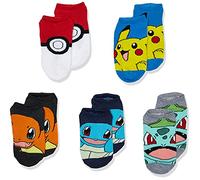 Pokemon Boys' 5 Pack No Show Socks, Bright Multi, 6-8.5