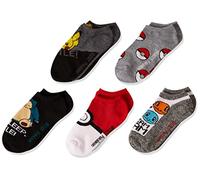 Pokemon Boys' 5 Pack No Show Socks Casual, Black Grey Multi, 6-8.5