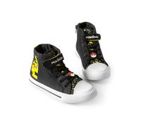 Pokémon Pikachu Boys High-Top Trainers with Hook and Loop Strap | Pika Kids Black Yellow Lightning Bolt Footwear | Pokeball Merchandise Pokemon Merch | Back to School Shoe - 3 UK Child