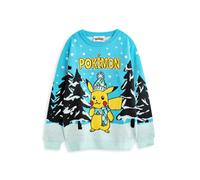 Pokemon Kids Knitted Blue Christmas Jumper | Festive Pikachu Sweater - Fun & Warm | Perfect for Young Pokemon Trainers | Christmas Pokemon Apparel to Add Joy and Colour to The Festivities