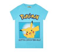 Pokemon T-Shirt Boys & Girls | Pikachu Gotta Catch Em All Character Kids Blue Top | Childrens Gaming Clothes Merchandise Gift 11-12 Years