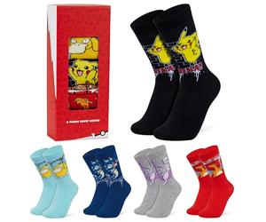 Pokemon Boys Calf Socks, Pikachu Soft Breathable Kids Socks Pack of 5 - Anime Gifts for Boys (Multi, 3.5/6.5 UK)