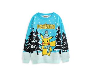 Pokemon Boy's Christmas Jumper | Boys Blue | Official Merch | Size: 7-8 Years Pokemon Blue 7-8 Years