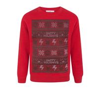 Pokemon Boy's Christmas Jumper | Boys Red | Official Merch | Size: 5-6 Years Pokemon Red 5-6 Years
