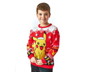 Pokemon Boy's Christmas Jumper | Red | Official Merch | Size: 9-10 Years Pokemon Red 9-10 Years