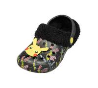 Pokémon Boys Fleece Fur Lined Slipper Clogs with Pikachu Charm - Anime Gifts Black & Yellow Slip On Shoes (Black UK 2-EU34)
