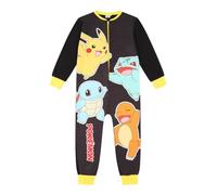 Pokemon Boys Girls Fleece Black Sleepsuit Kids Pikachu All in One (8-9 Years)