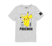(11-12 Years) Pokemon T-Shirt Boys Kids Pikachu Character Game Grey Short Sleeve Top