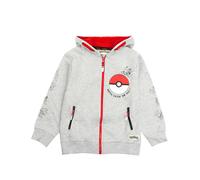 Pokemon Boys Hoodie | Childrens Pokeball Gotta Catch Em All Zip Up Jumper | Pikachu Grey & Red Sweatshirt for Kids | Long Sleeve, Hooded & Pockets