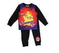 Pokemon Boys Long Sleeve Pyjamas 2 Piece Set featuring Pikachu, Black, Age 11-12 Years