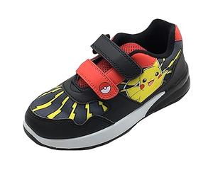 Pokemon Boys or Girls Trainers with Flashing Lights & Hook & Loop Strap Closure, Black, Size 2