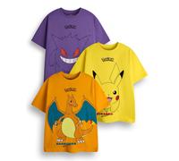 Pokemon Boy's Pikachu, Charazard & Gengar Multi-Pack of 3 Short-Sleeved | Size: 9-10 Years Pokemon Multicolor 9-10 Years