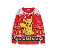Pokemon Boy's Pikachu Christmas Jumper | Boys Red | Official Merch | Size: 5-6 Years Pokemon Red 5-6 Years