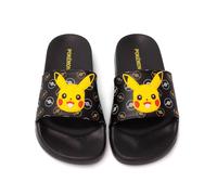 Pokemon Sliders For Boys | Kids Pikachu Face Sandals Beach Shower Shoes | Childrens Pokeball Black Summer Footwear Game Merchandise Gift UK Child 13