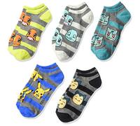 Pokémon Boys Pokemon 5 Pack No Show Socks 5 Pack No Show Socks, Assorted Grey Stripe, Sock sizes 9-11