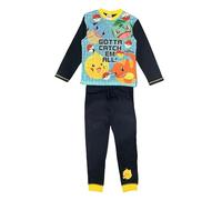 Pokémon Boys Pyjamas featuring Pikachu, Charmander, Squirtle & Bulbasaur, Kids 2 Piece Set PJ’s, Nightwear, Blue, Age 5-6 Years