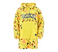 Pokemon Boys Sweatshirt Hooded Blanket with Pikachu Design, Soft Fleece Blanket, Sizes 10 to 16 Years, yellow, 12 Years