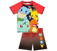 Pokemon Boys Swimming Costume, Bulbasaur, Charmander and Pikachu Boys Swimsuit, 2 Piece Swimwear, Red 6-7 Years