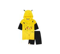 Pokemon Top and Shorts Boys Towelling 2 Pcs Set Teens Absorbent Terry Cloth Summer Outfit Anime Pikachu Beach Pool Holiday (Yellow, 7-8 Years)
